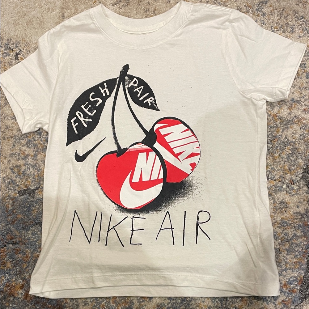 Nike Kids White and Red Cherry Graphic Tee